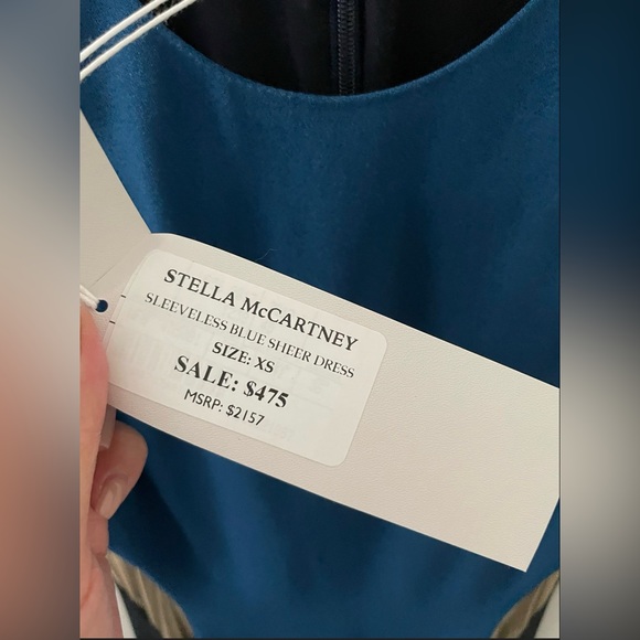 Stella McCartney Colourblock Illusion Sleeveless Blue Sheer Dress XS - Picture 2 of 4